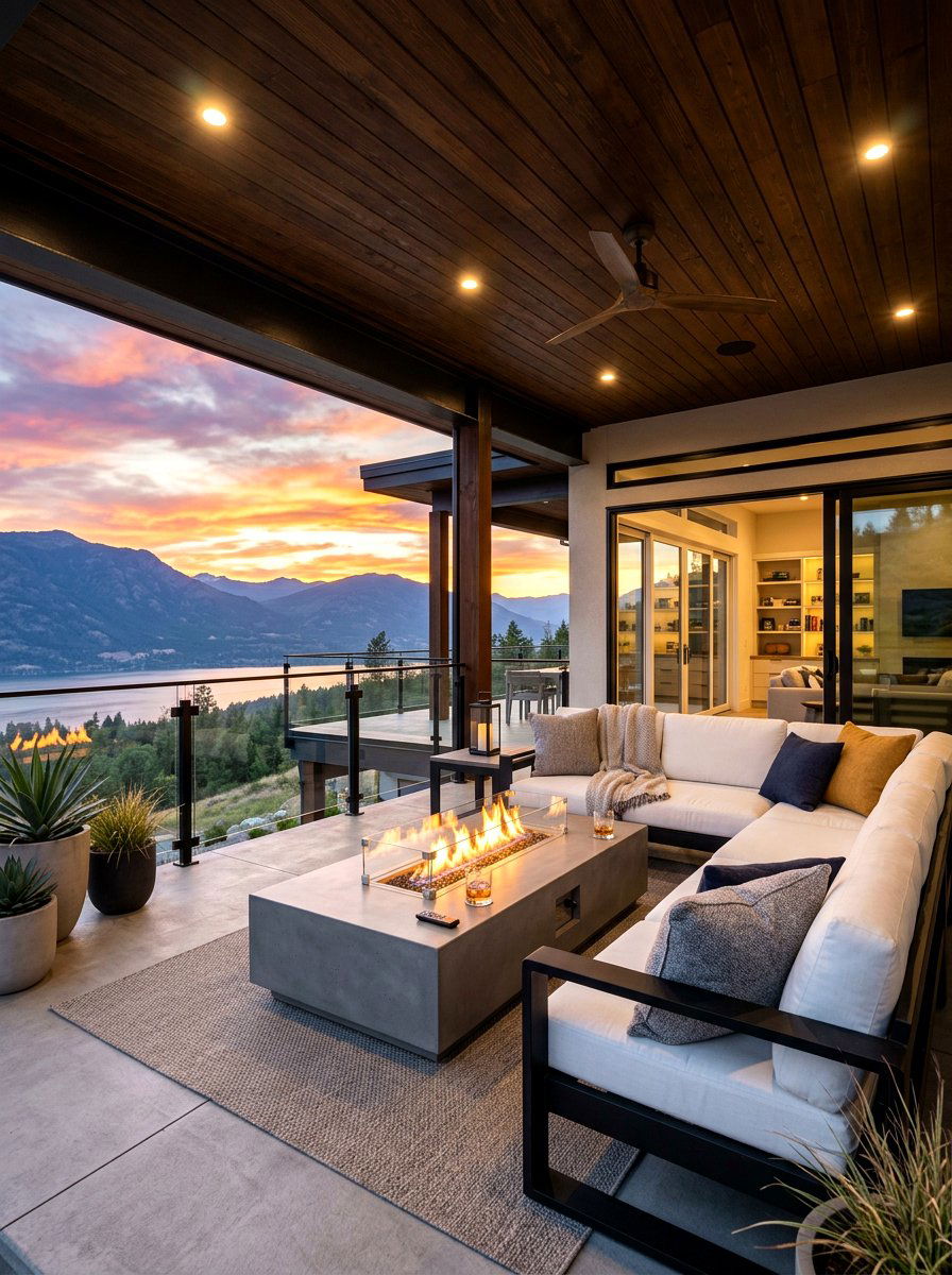 Modern Porch Fire Pit - 30 porch gathering ideas