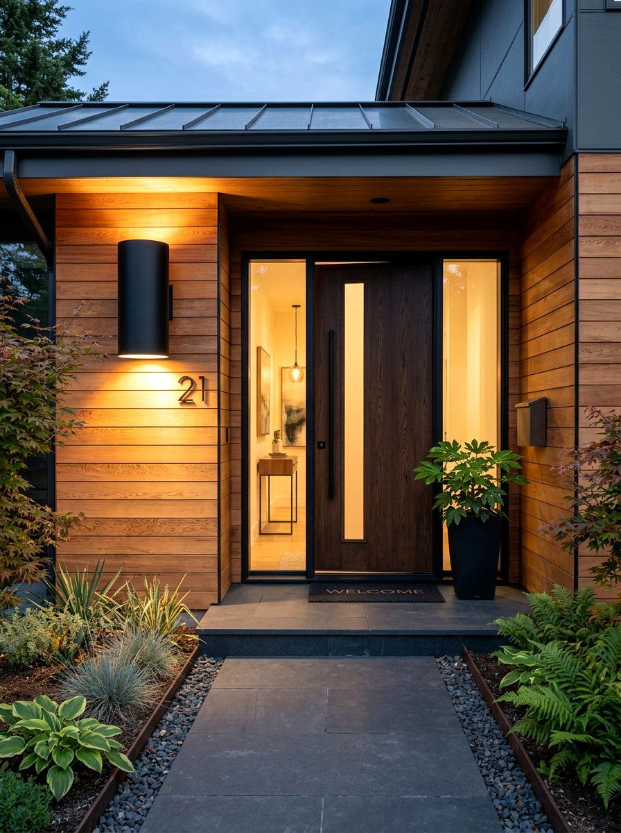 Modern Porch Lighting - 30 asymmetrical curb appeal ideas