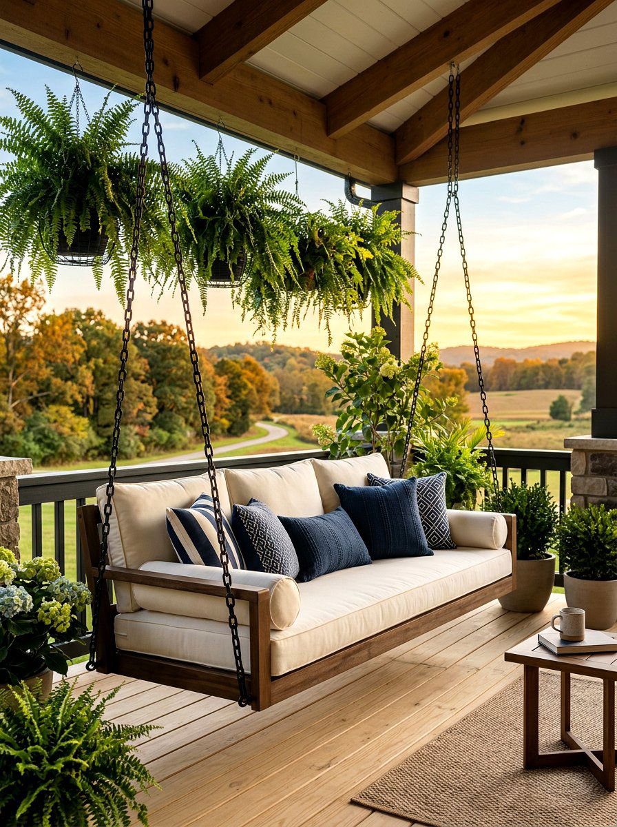 Modern Porch Swing - 30 spring front porch ideas