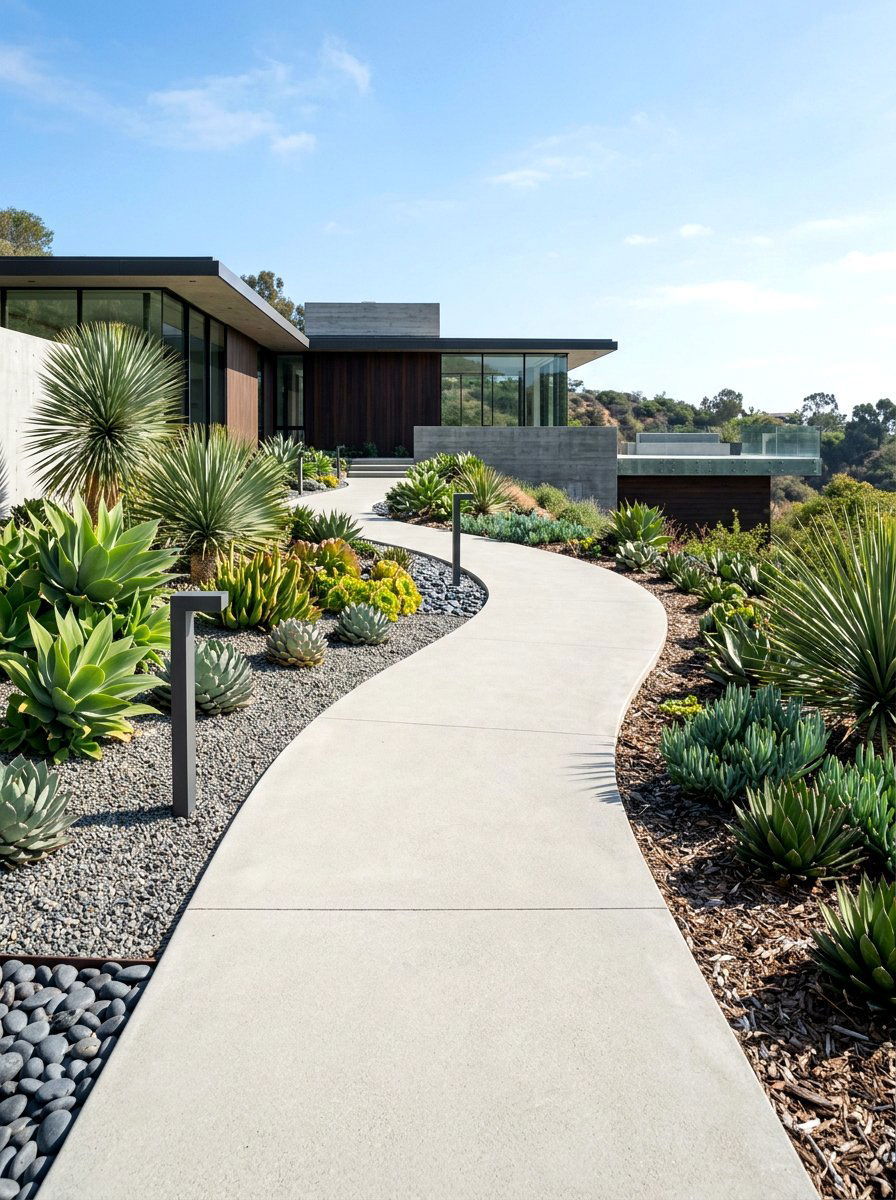 Modern Poured Concrete Curve - 30 curved walkway ideas