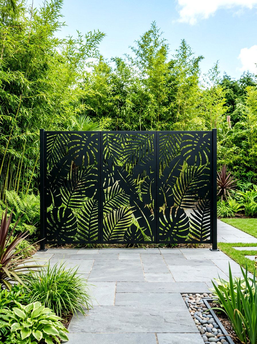 Modern Privacy Screen - 30 resort style backyard ideas