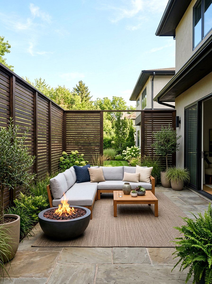 Modern Privacy Screen - 30 no grass backyard luxury ideas