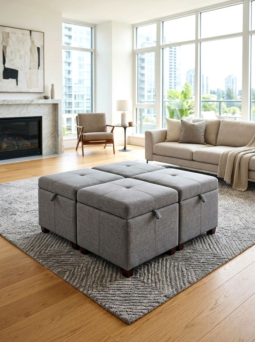 Modern Quad Storage Ottoman - 30 hidden ottoman storage ideas