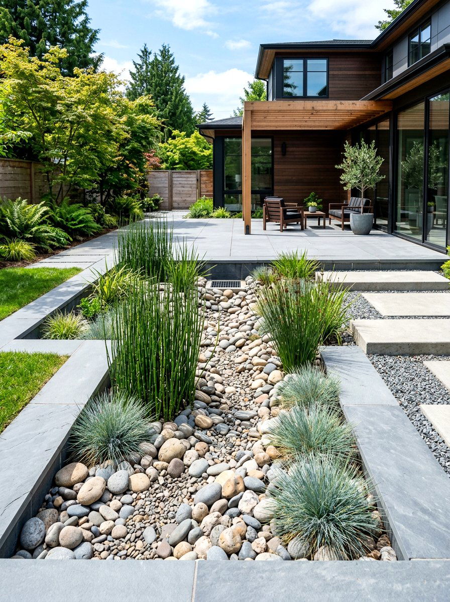Modern Rain Garden With Rocks - 30 rain garden ideas