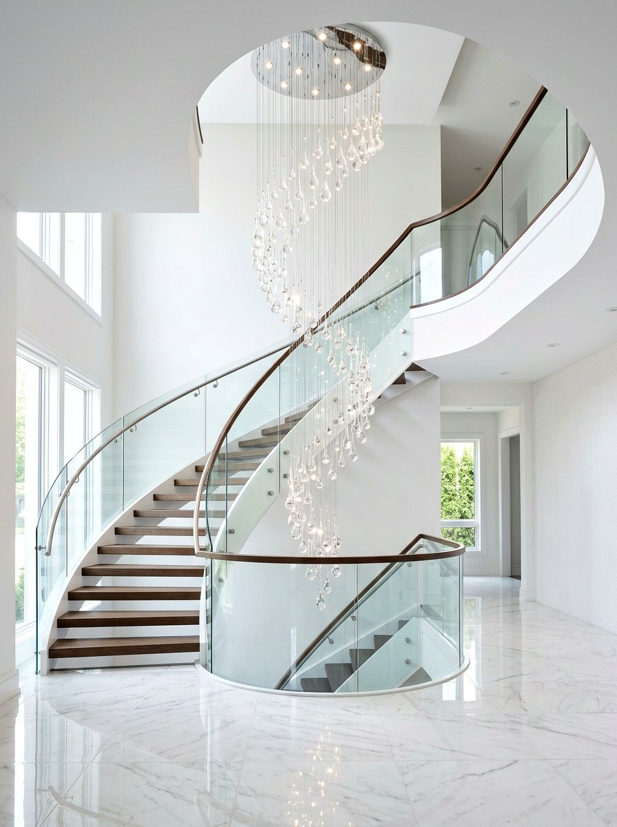 Modern Raindrop Glass Chandelier - 30 stairway chandelier ideas