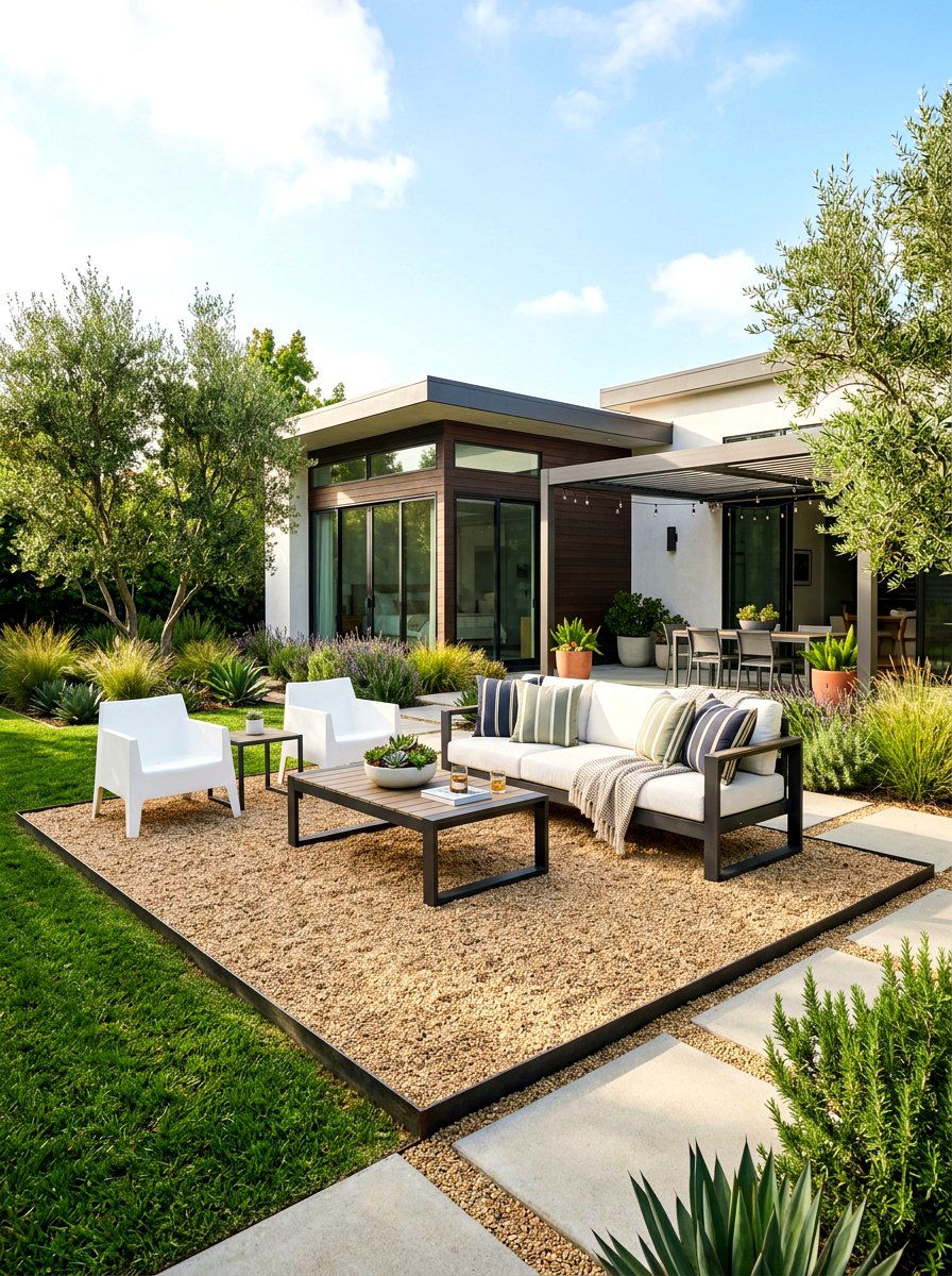 Modern Rectangular Layout - 30 pea gravel patio ideas