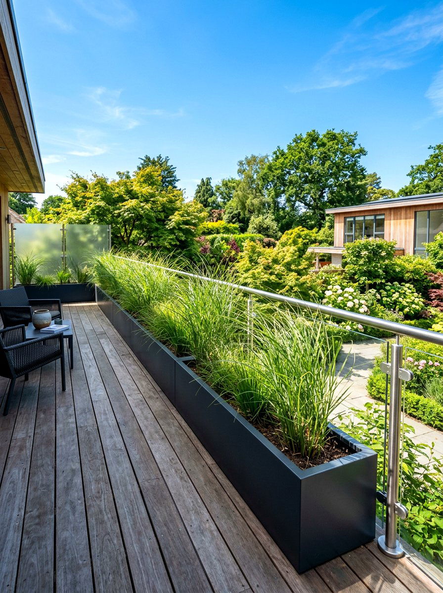 Modern Rectangular Metal Trough - 30 large planter ideas