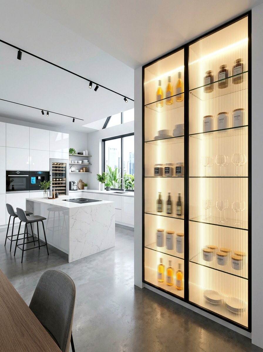 Modern Reeded Glass Pantry - 30 reeded glass pantry ideas
