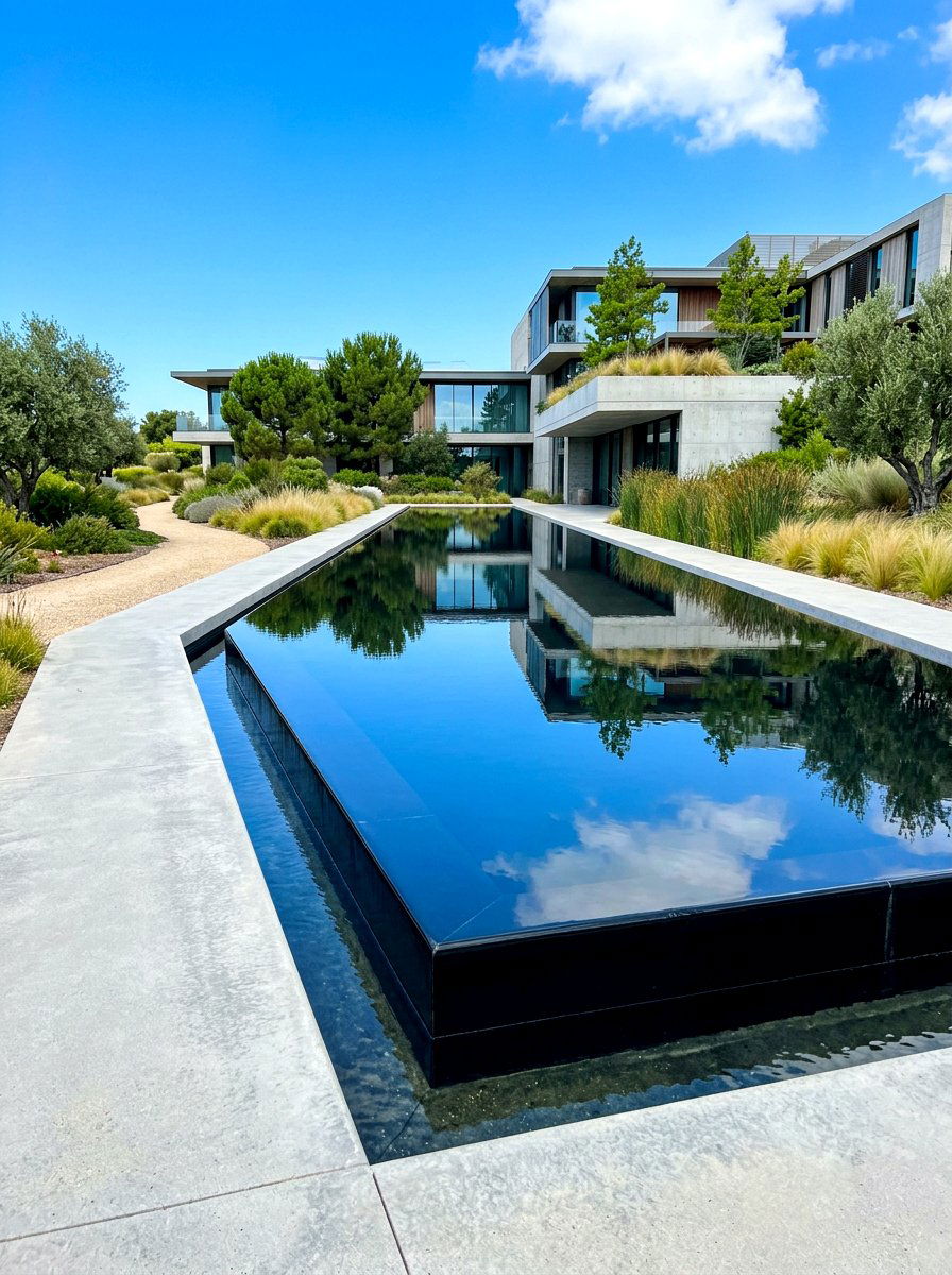 Modern Reflective Pool - 30 water feature landscaping ideas