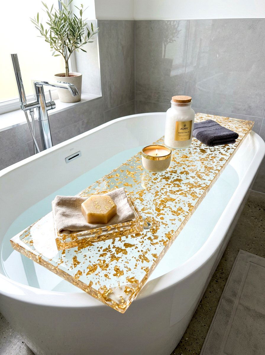 Modern Resin Bath Tray - 30 bath tray spa ideas
