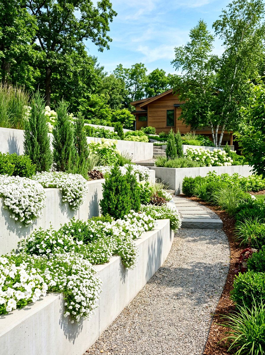 Modern Retaining Wall Garden - 30 modern flower bed ideas