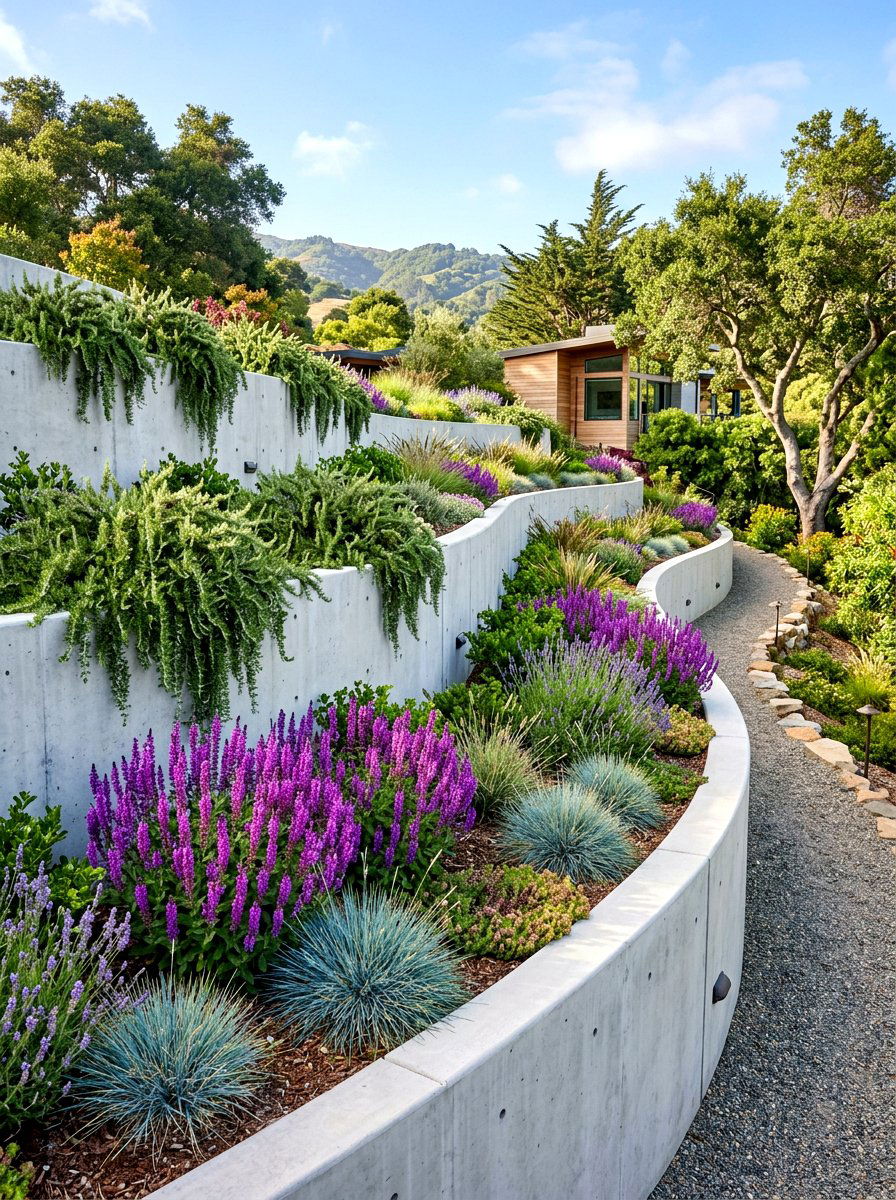 Modern Retaining Wall Garden - 30 corner lot landscaping ideas