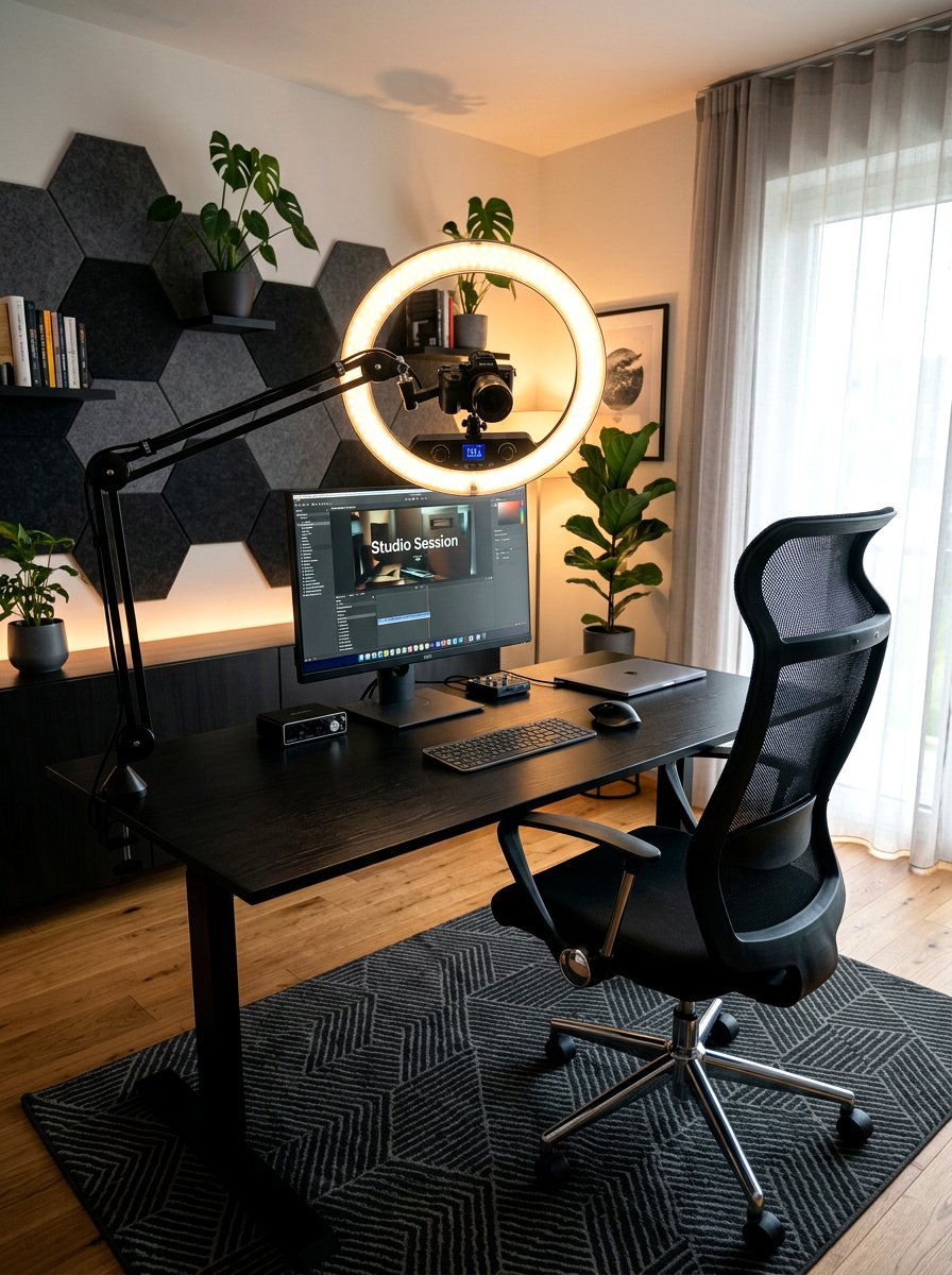 Modern Ring Lighting - 30 video call office ideas