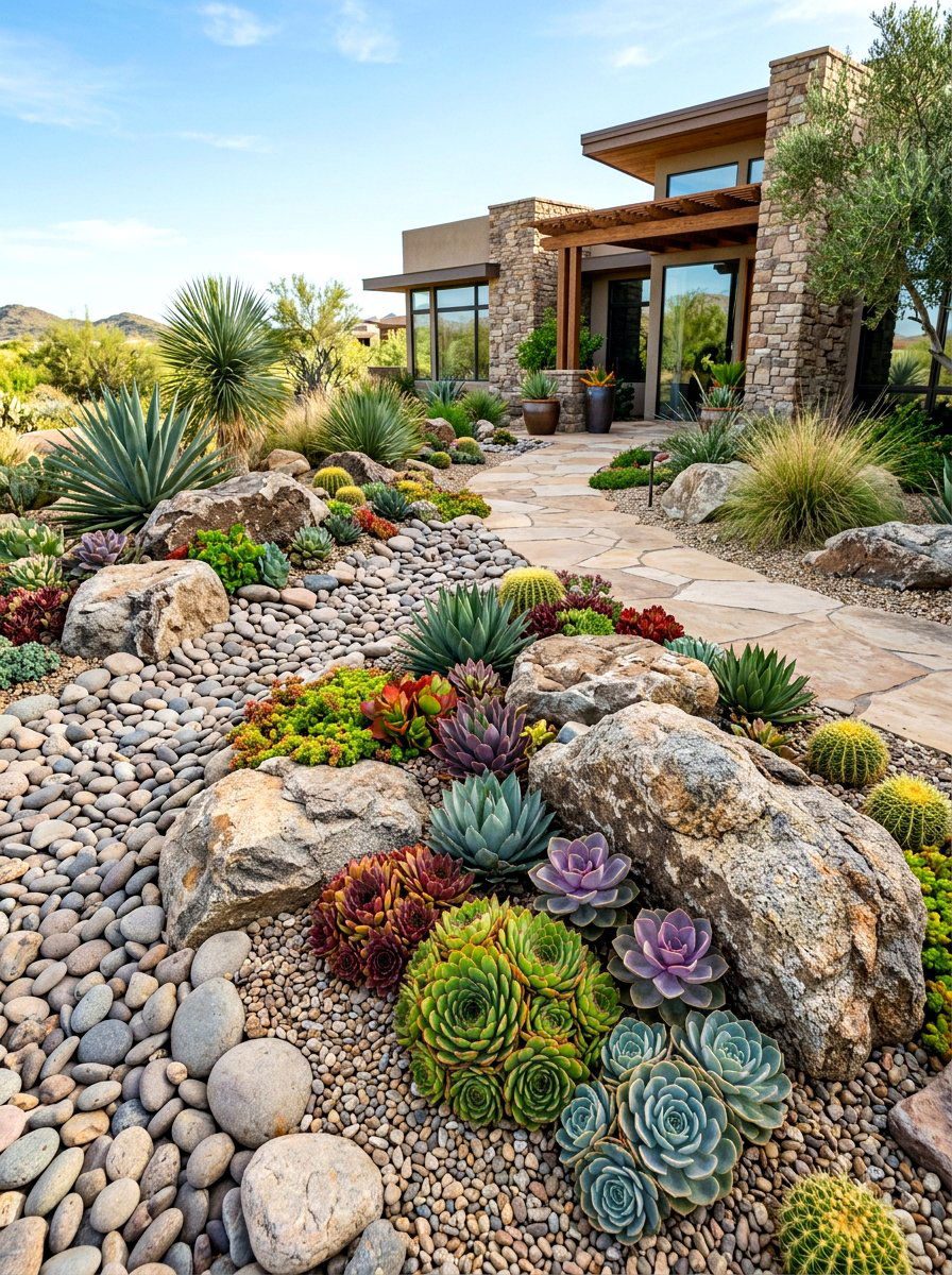 Modern Rock Garden - 30 succulent garden ideas