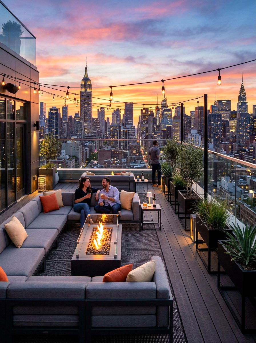 Modern Rooftop Deck - 30 patio date night ideas