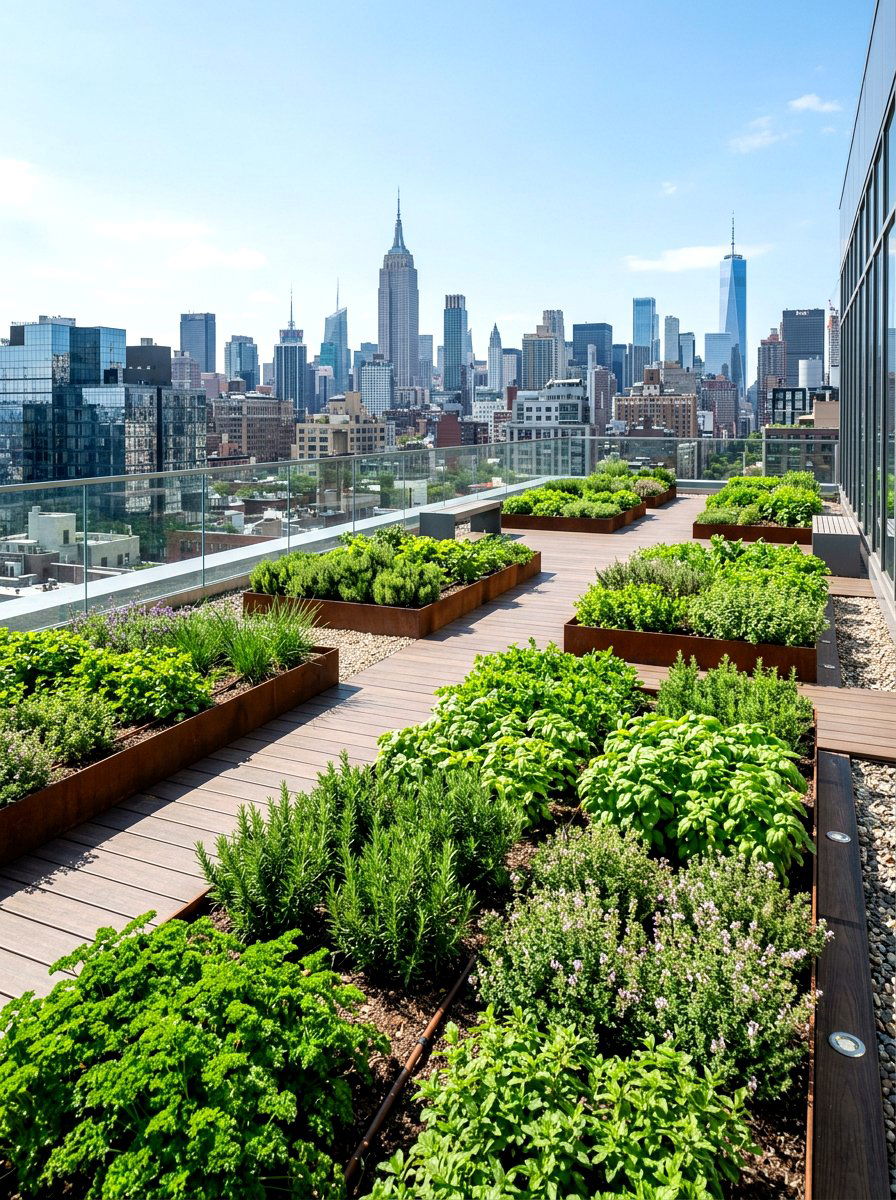 Modern Rooftop Herb Garden - 30 herb garden bed ideas