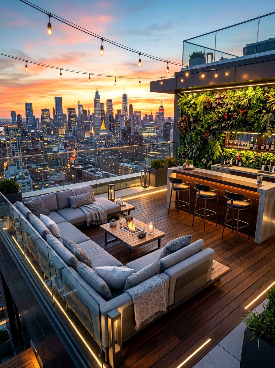 Modern Rooftop Terrace Lounge - 30 luxury patio lounge ideas