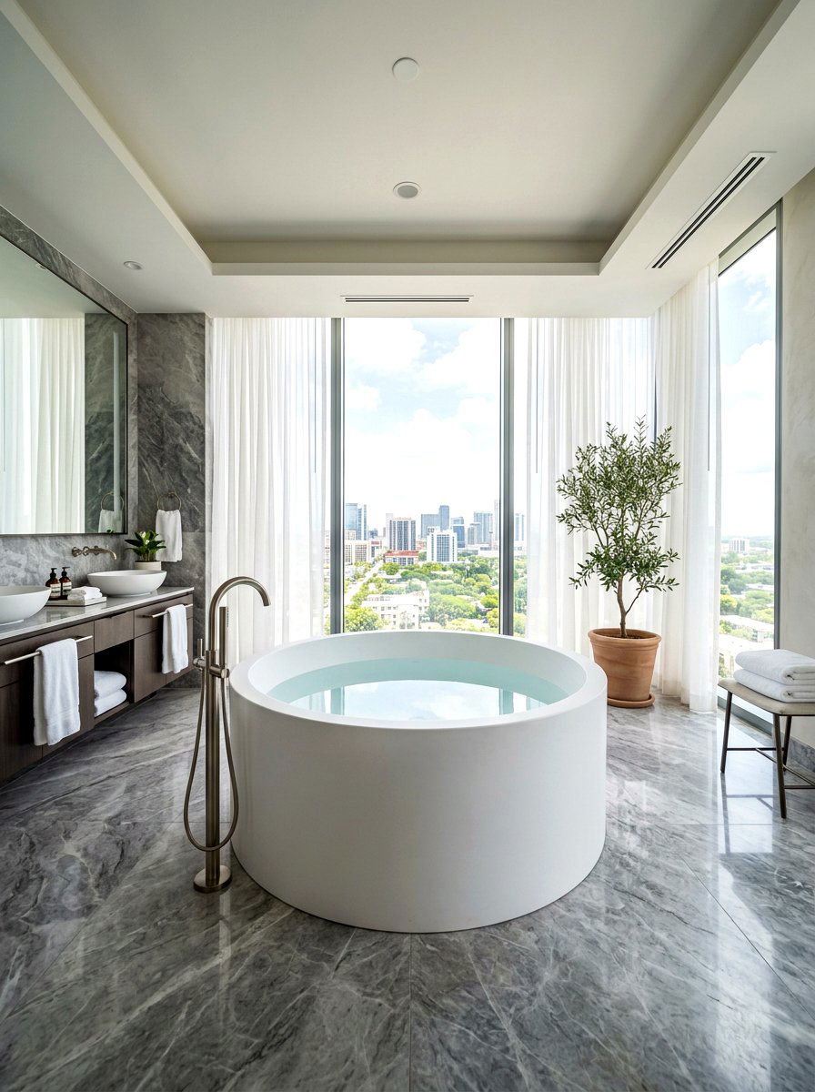 Modern Round Bathtub - 30 cocoon bath ideas