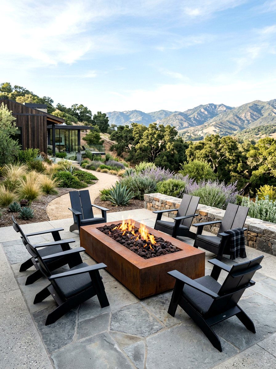 Modern Rustic Fire Pit - 30 rustic fire pit ideas