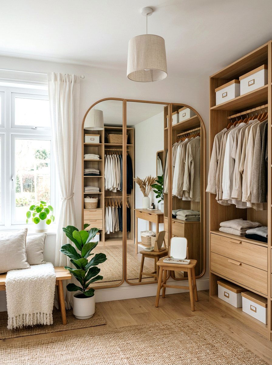 Modern Scandi Mirror Wall - 30 dressing room mirror wall ideas