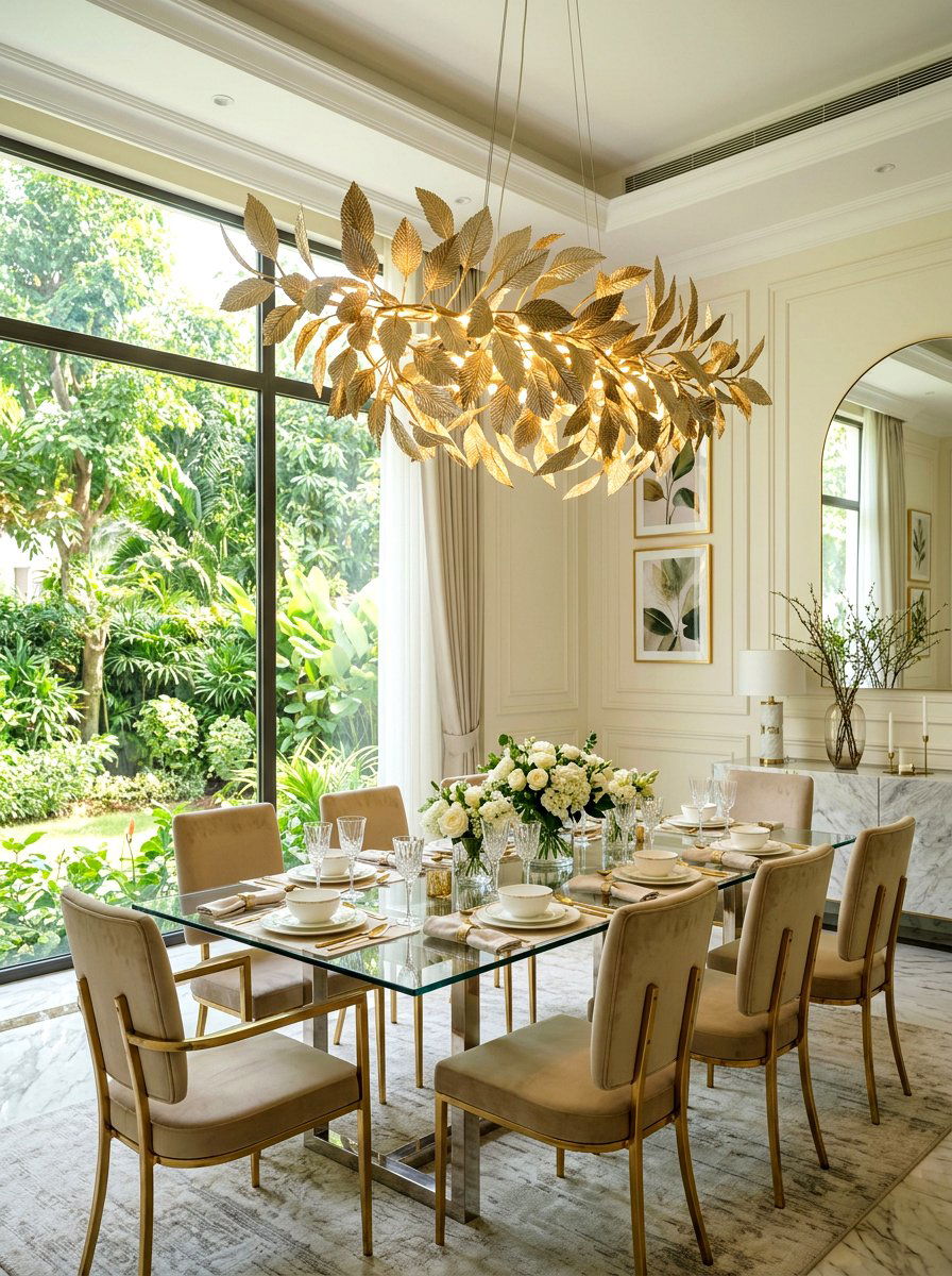 Modern Sculptural Leaf Dining Room - 30 sculptural lighting dining room ideas