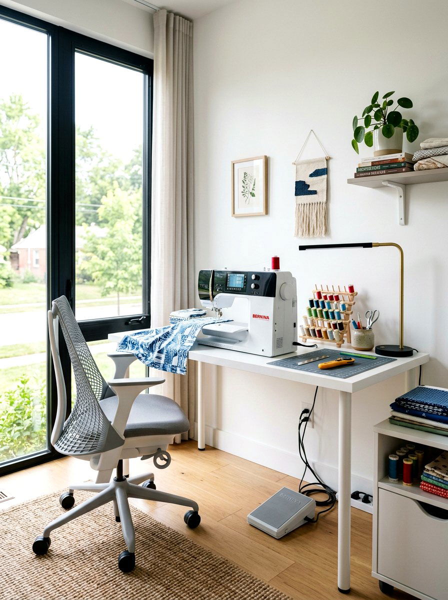 Modern Sewing Machine Station - 30 quilting room ideas