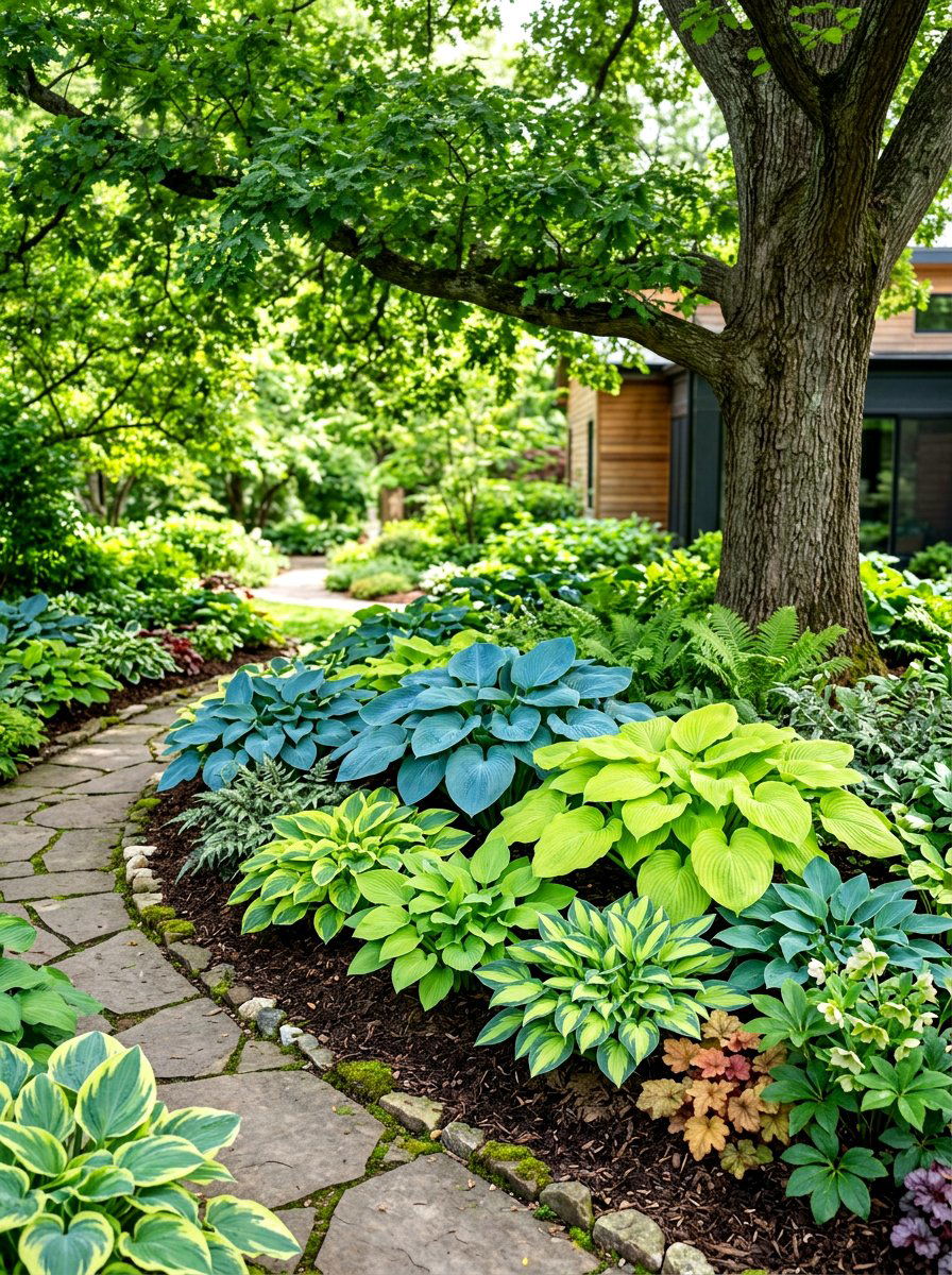 Modern Shade Hosta Bed - 30 modern flower bed ideas