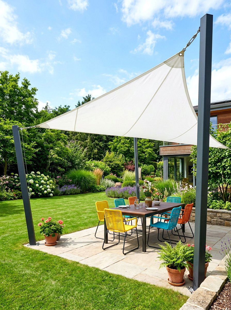 Modern Shade Sail - 30 entertainer backyard ideas