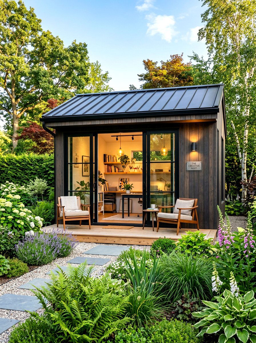 Modern Shed Studio Conversion - 30 private backyard oasis ideas