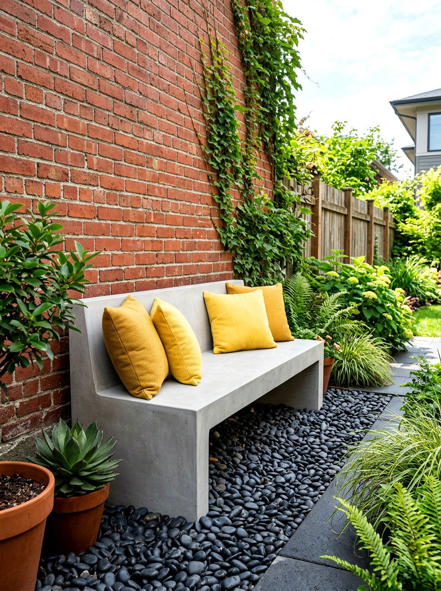 Modern Side Yard Concrete Bench - 30 side yard seating ideas
