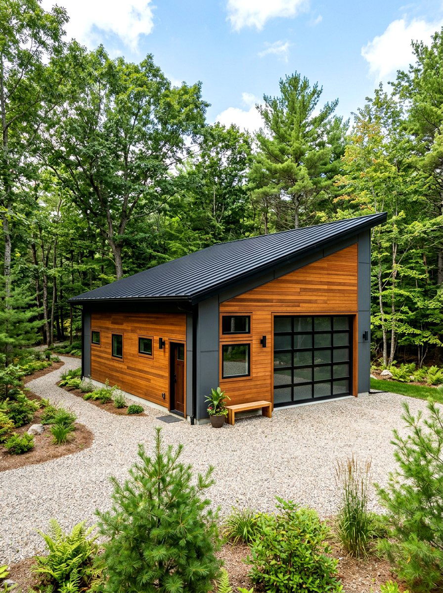 Modern Slanted Roof Garage - 30 detached garage exterior ideas