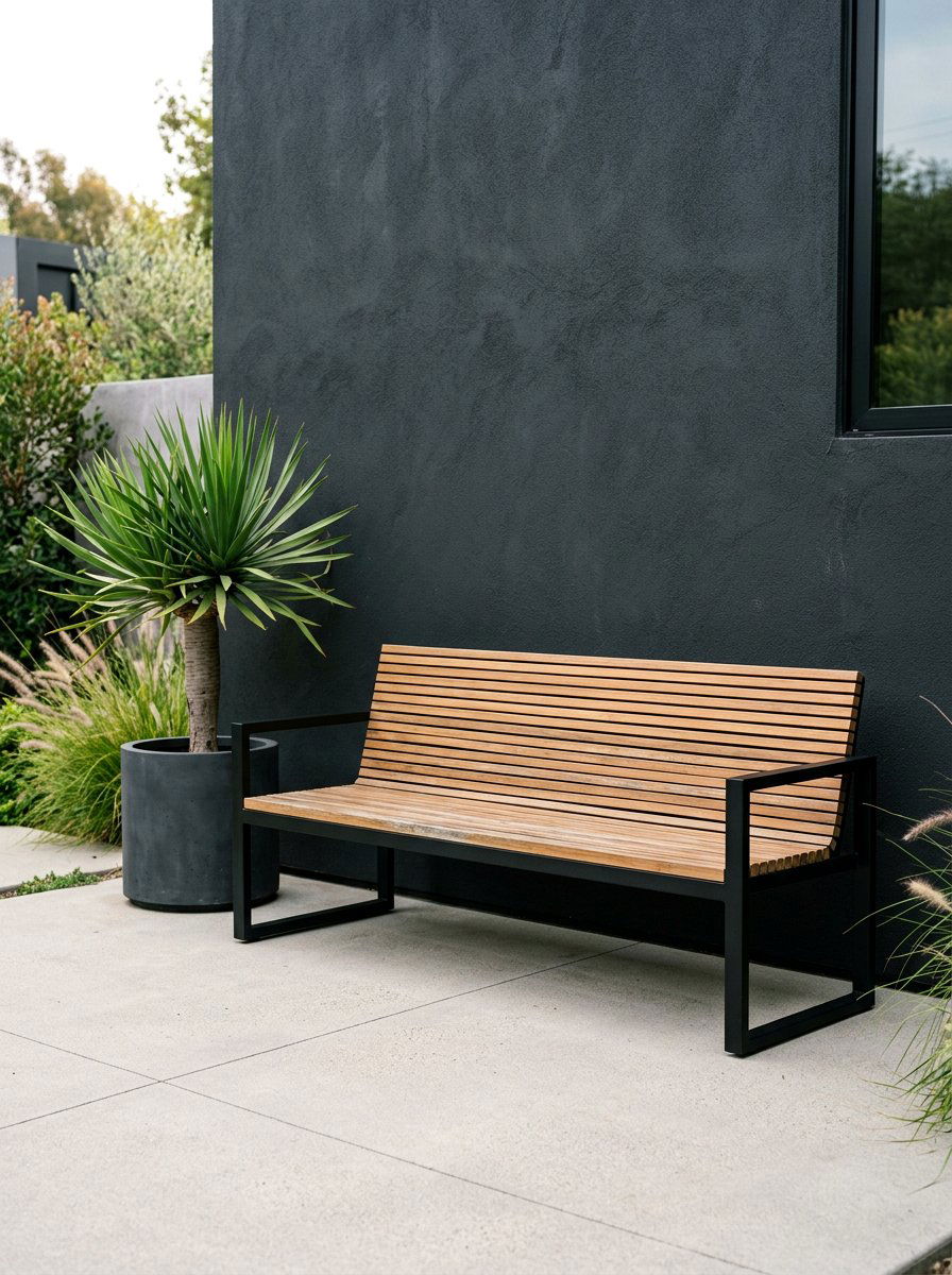 Modern Slat Bench - 30 outdoor bench ideas