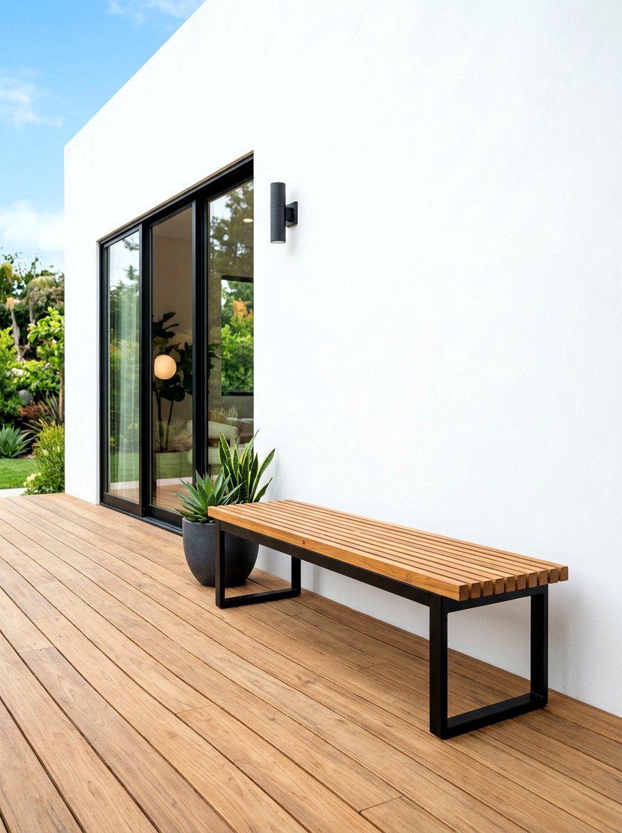 Modern Slat Bench - 30 deck seating ideas
