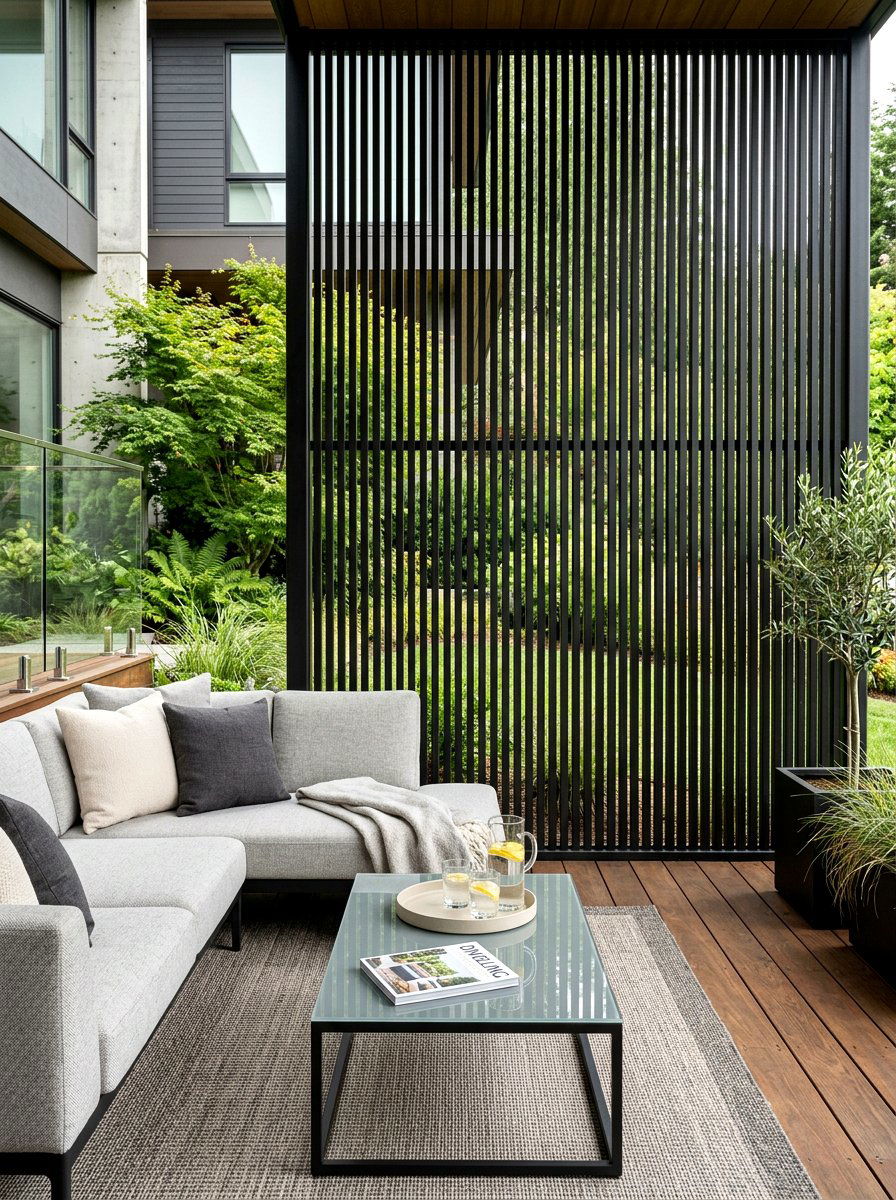 Modern Slat Privacy Wall - 30 deck privacy wall ideas