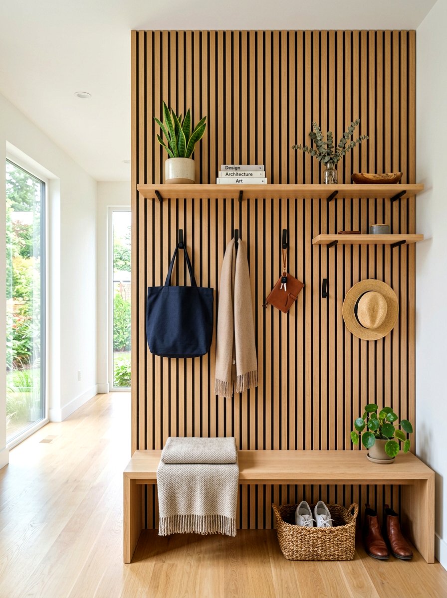 Modern Slat Wall - 30 drop zone ideas