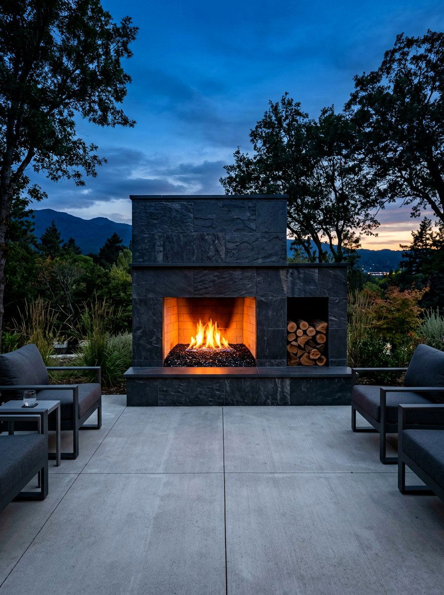 Modern Slate Outdoor Fireplace - 30 modern outdoor fireplace ideas
