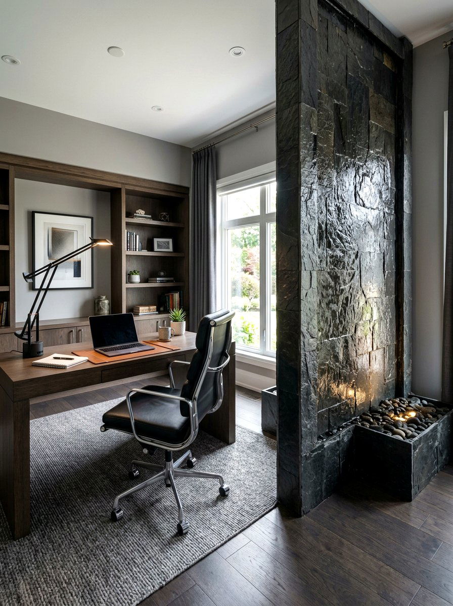 Modern Slate Waterfall - 30 tabletop fountain ideas