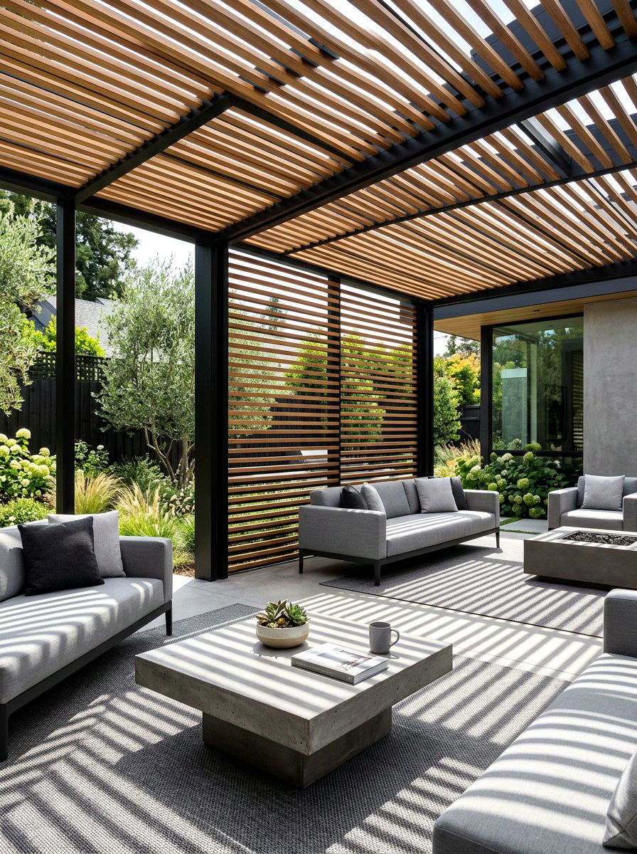 Modern Slatted Pergola - 30 garden pergola ideas