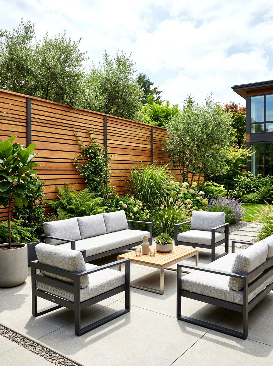 Modern Slatted Wood Trellis - 30 vertical garden trellis ideas