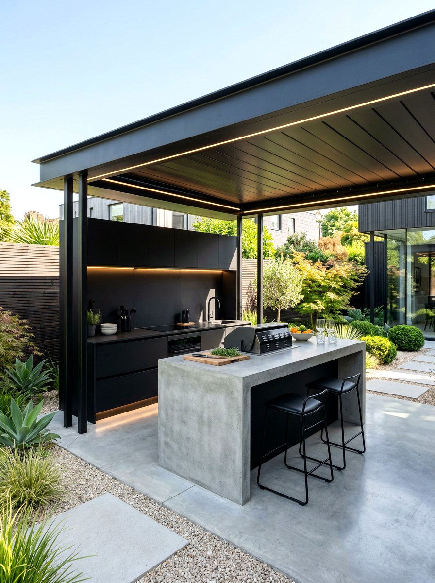 Modern Sleek Pavilion Kitchen - 30 outdoor pavilion kitchen ideas