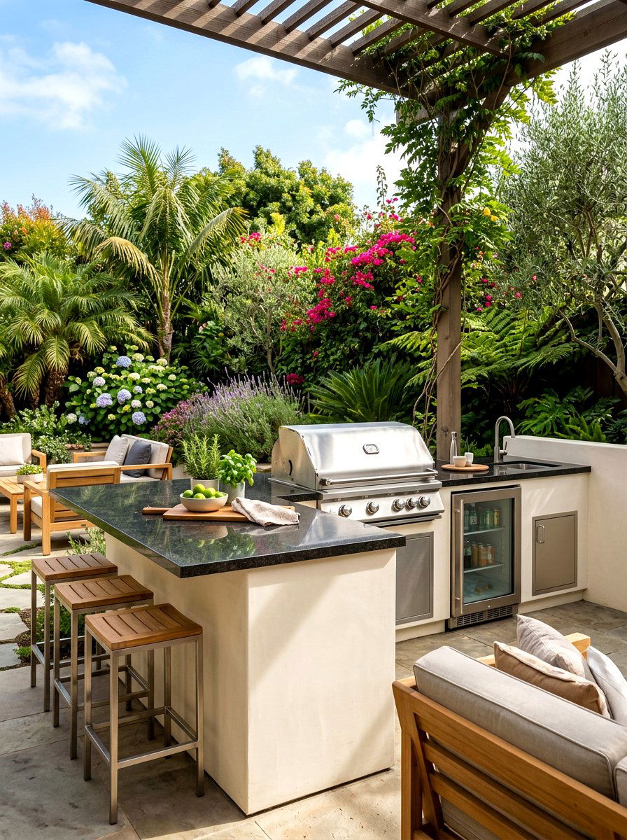 Modern Smooth Stucco Outdoor Kitchen - 30 textured stucco backyard ideas