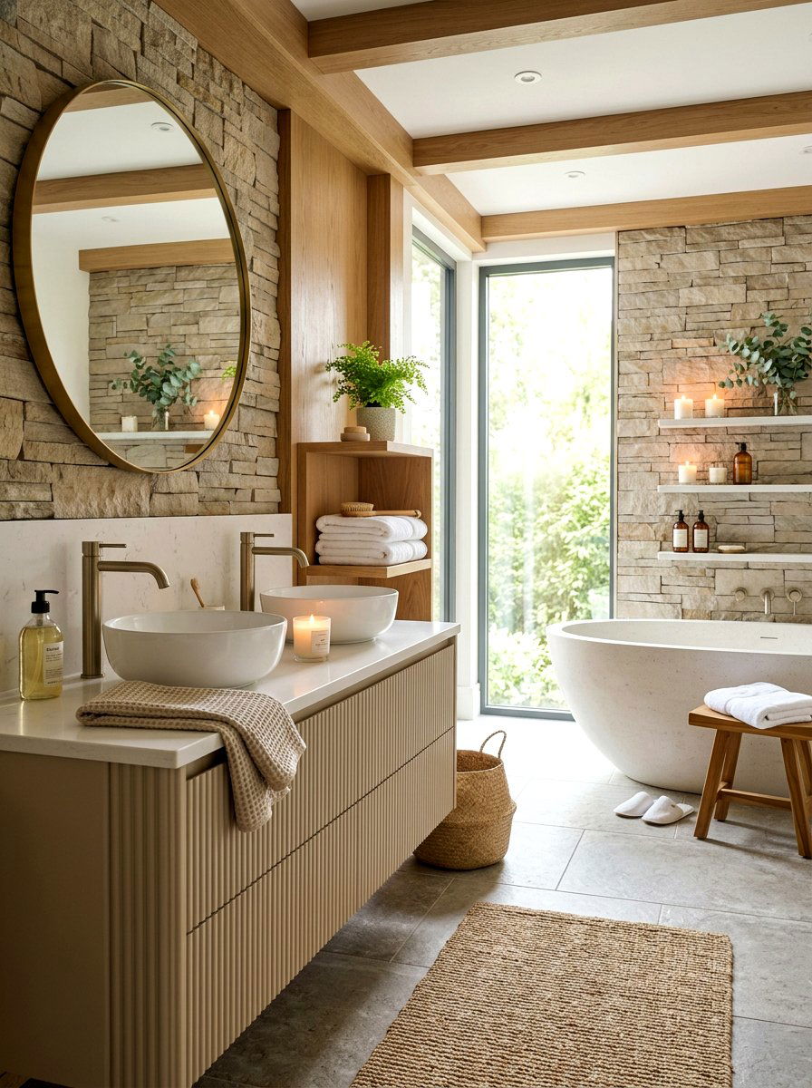 Modern Spa Bathroom - 30 fluted vanity bathroom ideas