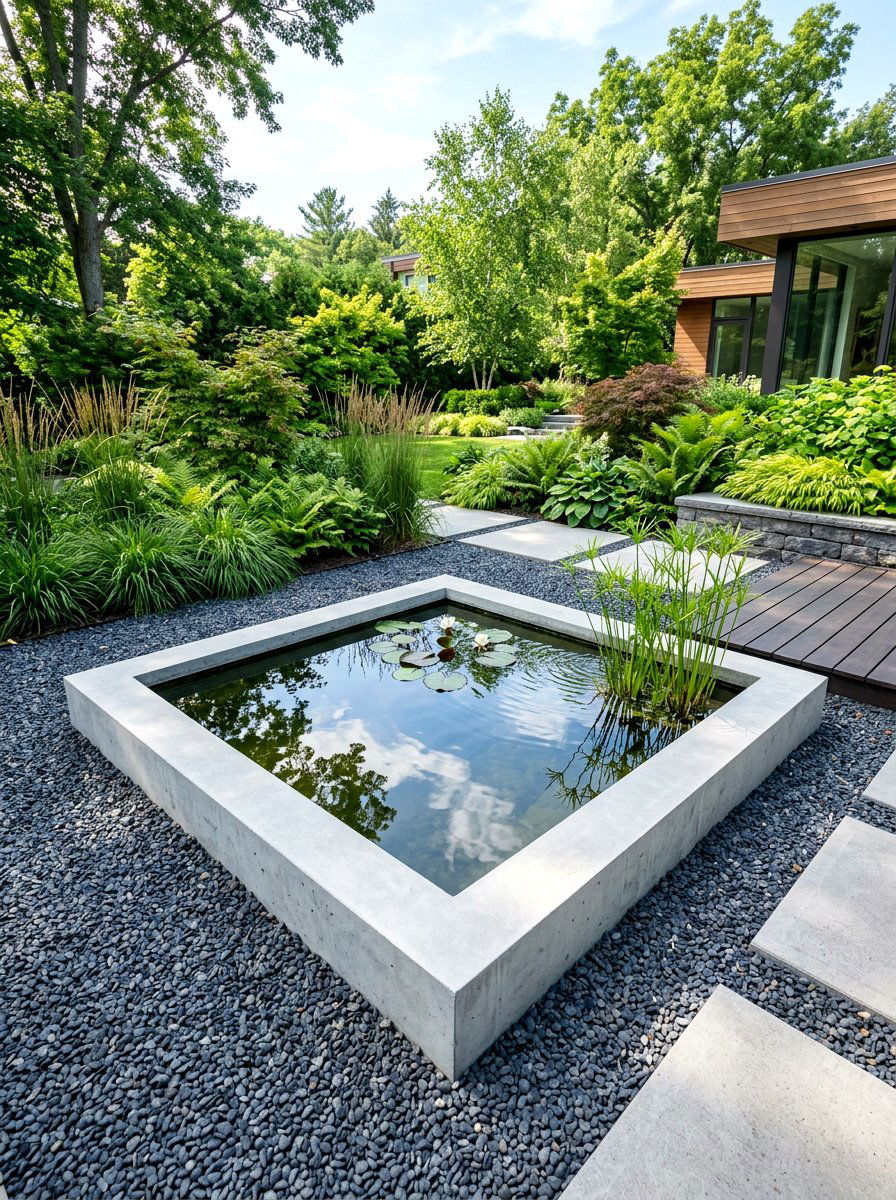 Modern Square Pond - 30 frog pond ideas