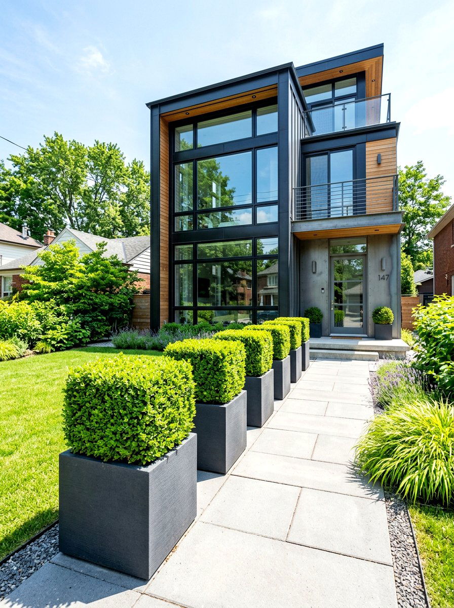 Modern Square Topiary Setup - 30 topiary front porch ideas aesthetic