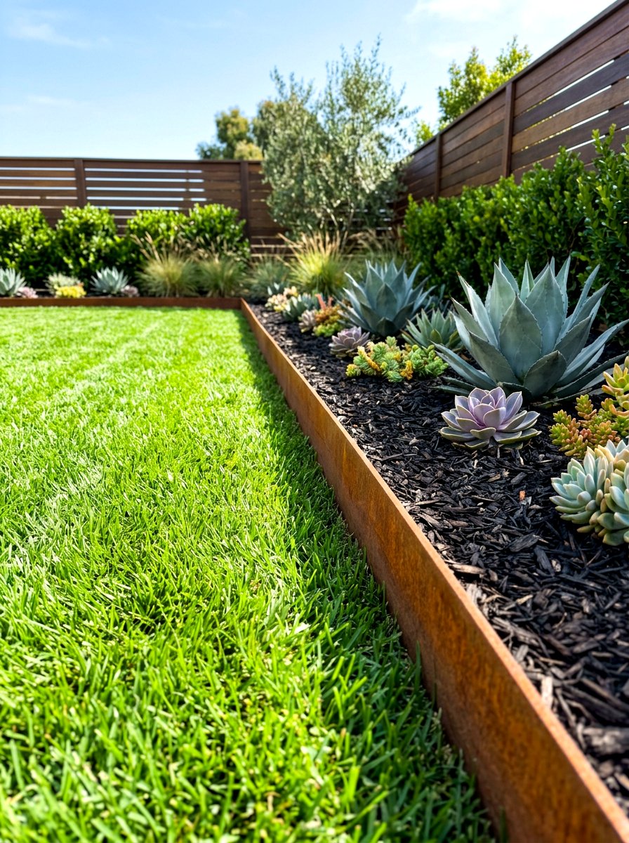Modern Steel Edging - 30 fence border ideas