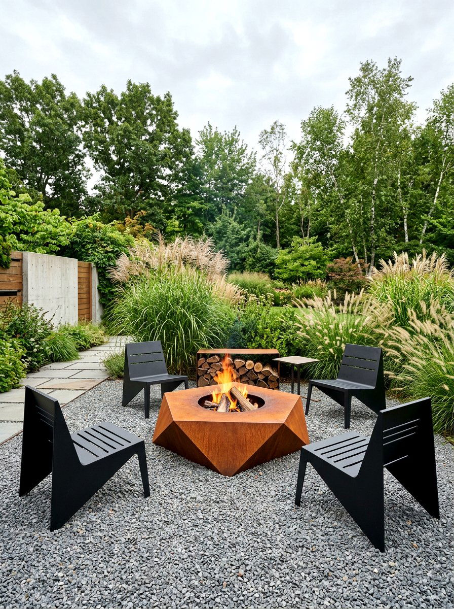 Modern Steel Fire Pit - 30 backyard retreat fire pit ideas