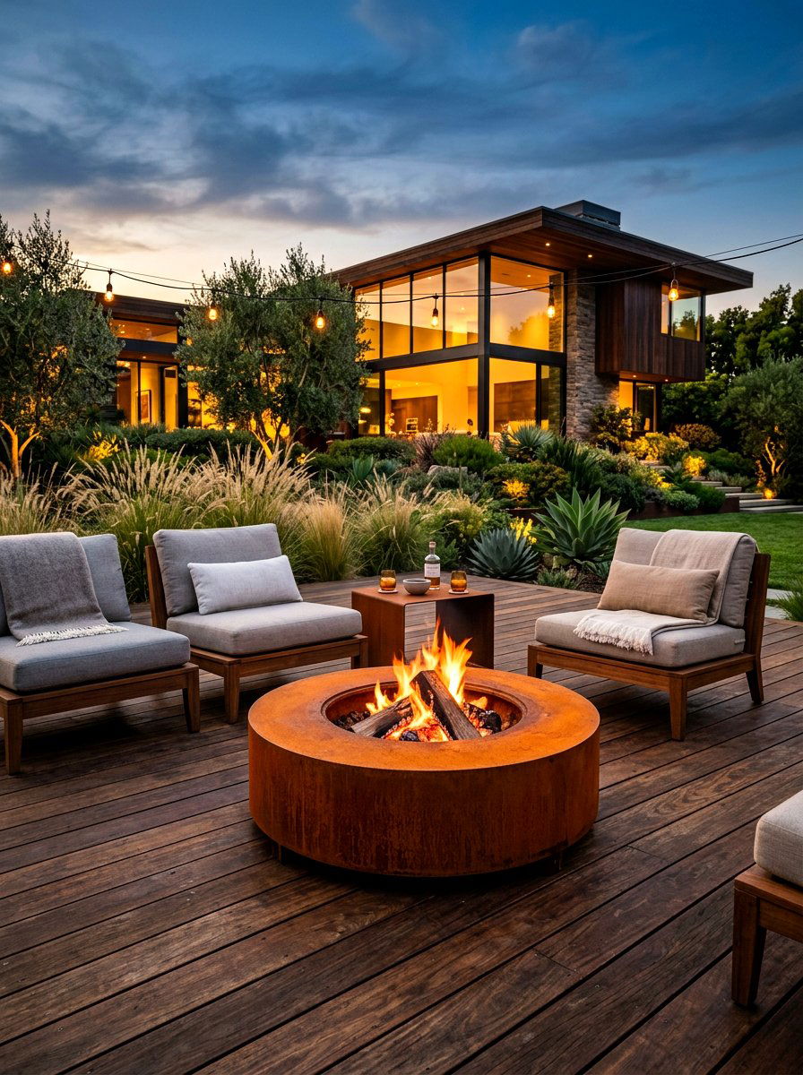 Modern Steel Fire Pit - 30 backyard fire pit ideas