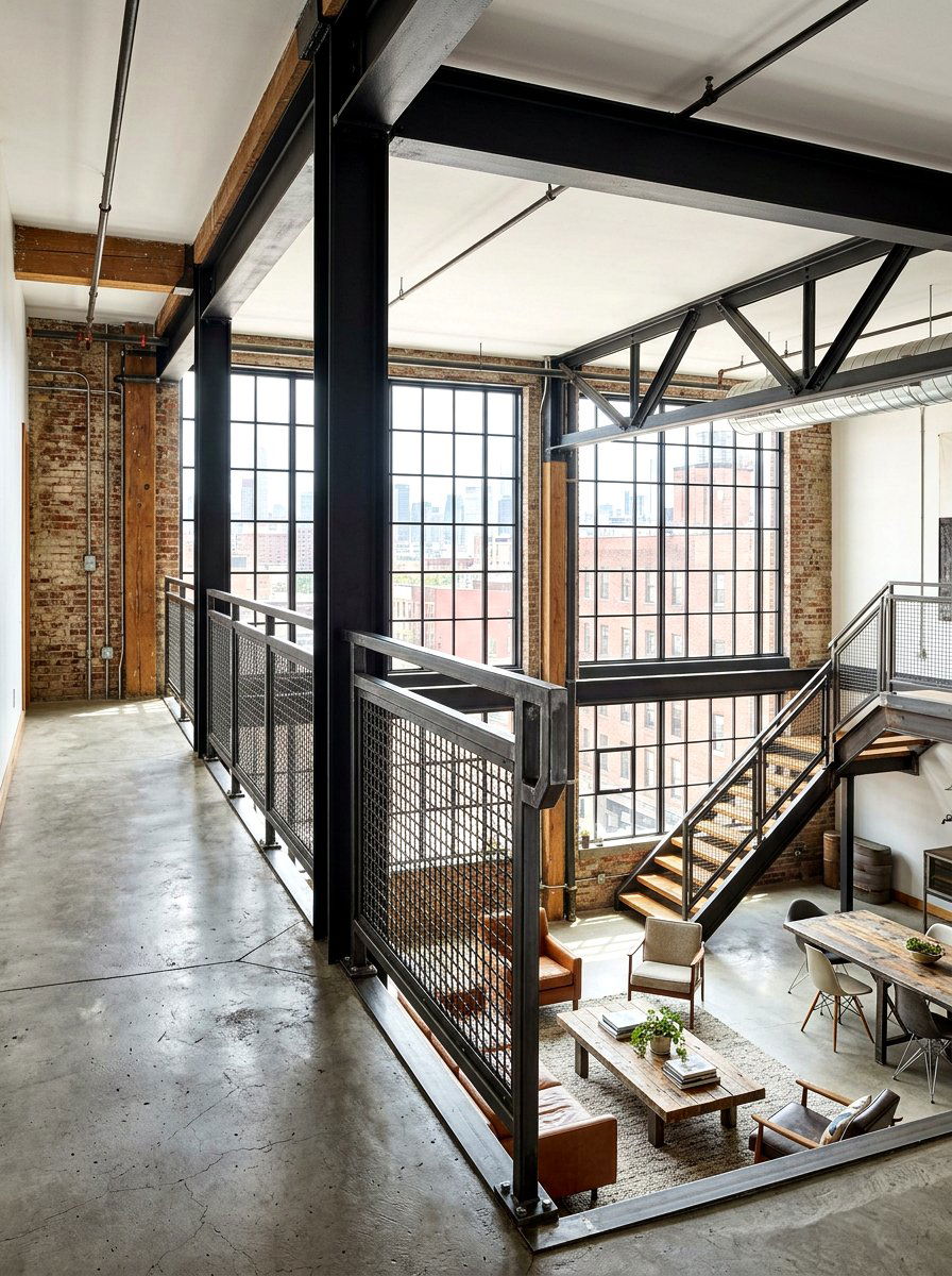 Modern Steel Mesh Railing - 30 open loft railing ideas