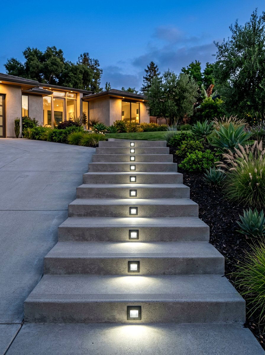 Modern Step Lights - 30 driveway lighting ideas