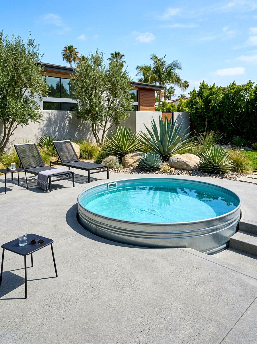 Modern Stock Tank Pool With Concrete - 30 stock tank pool ideas